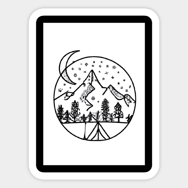 Night Camping Painting Sticker by maxcode